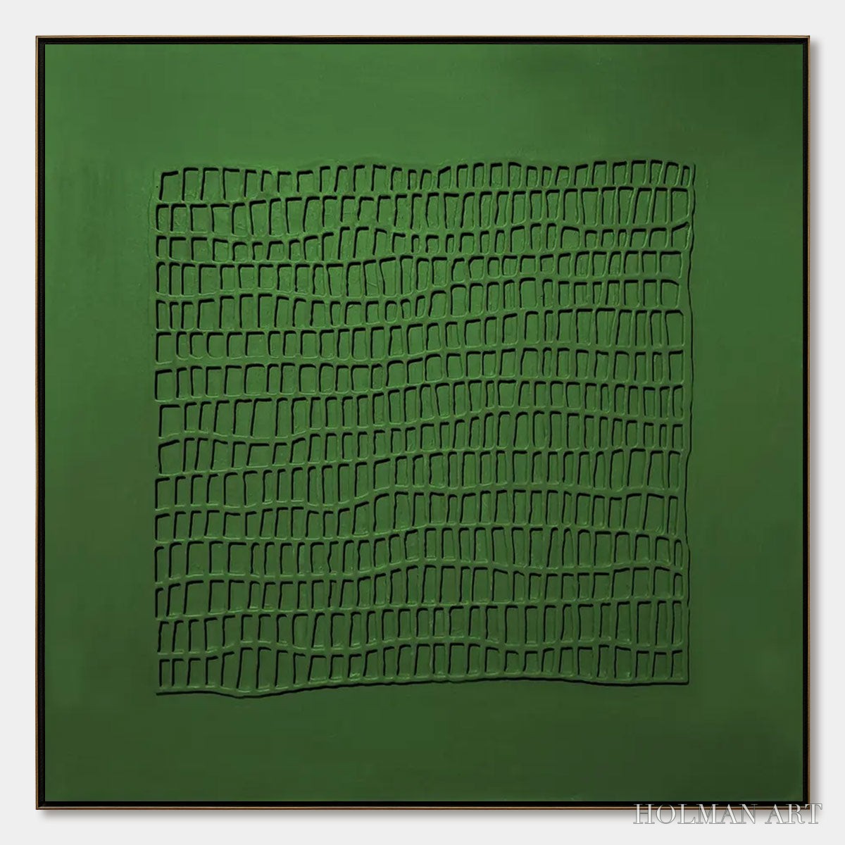 HOLMAN ART Emerald Grid – Minimalist Textured Abstract Oil Painting - image 1
