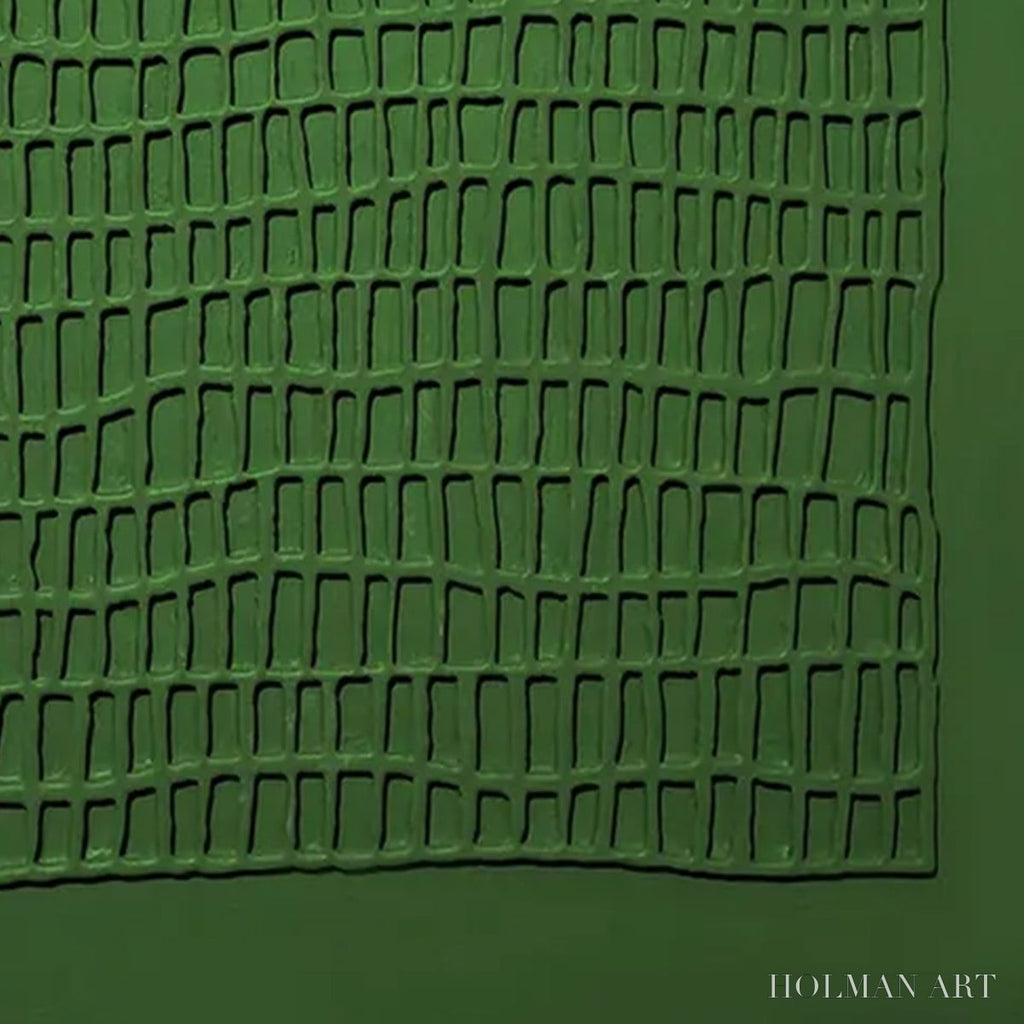 HOLMAN ART Emerald Grid – Minimalist Textured Abstract Oil Painting - image 3