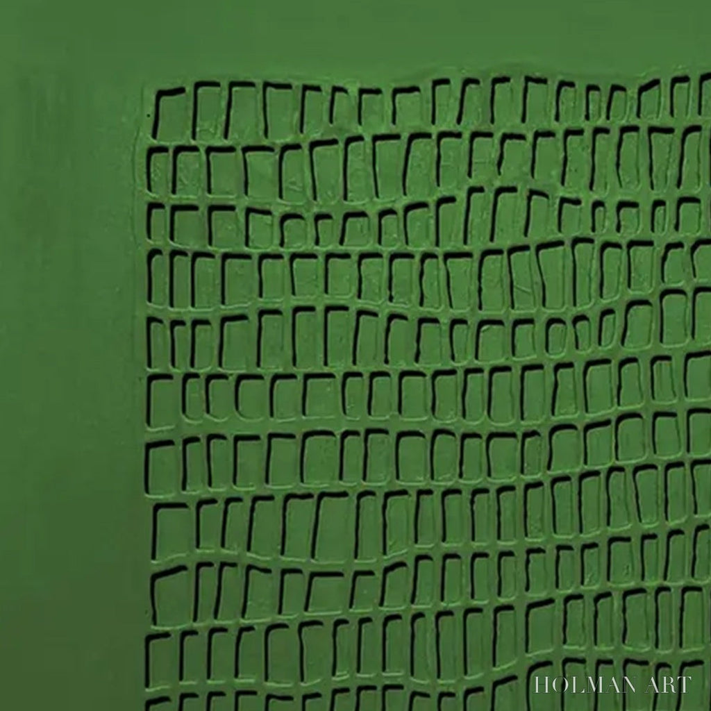 HOLMAN ART Emerald Grid – Minimalist Textured Abstract Oil Painting - image 5