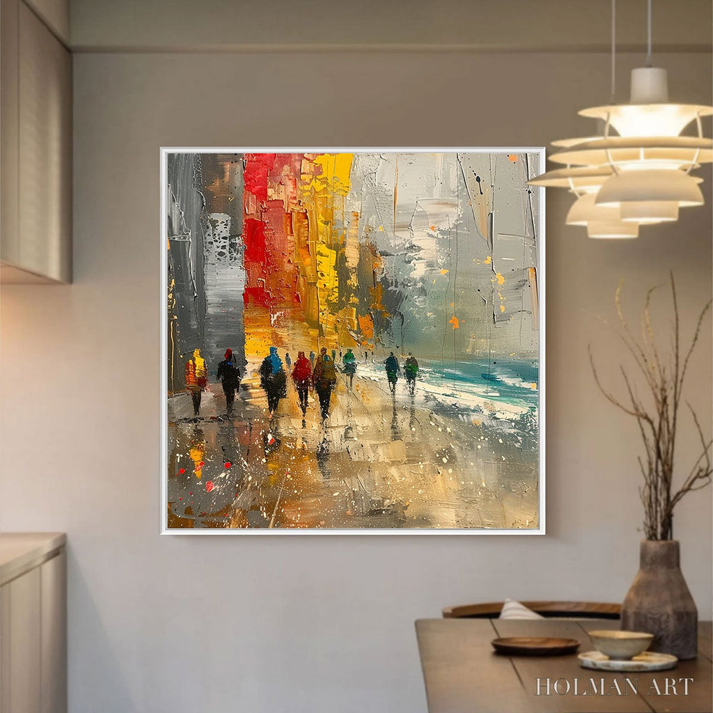 HOLMAN ART Urban Vibrance – Textured Abstract Cityscape Oil Painting - image 2