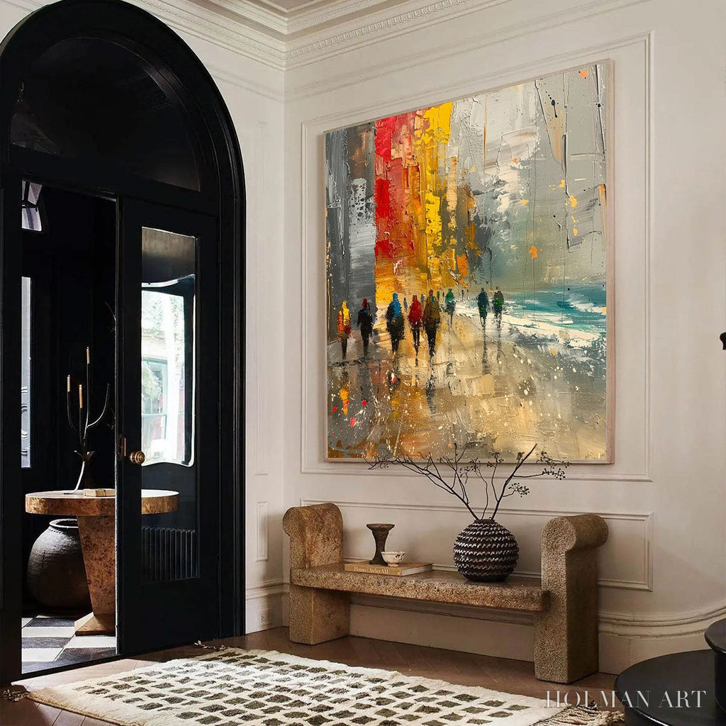 HOLMAN ART Urban Vibrance – Textured Abstract Cityscape Oil Painting - image 4