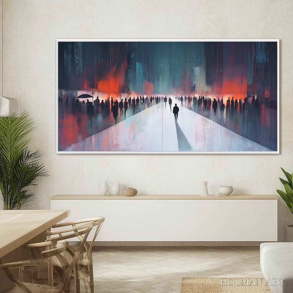 HOLMAN ART Midnight Crossing – Minimalist Urban Cityscape Oil Painting - image 2