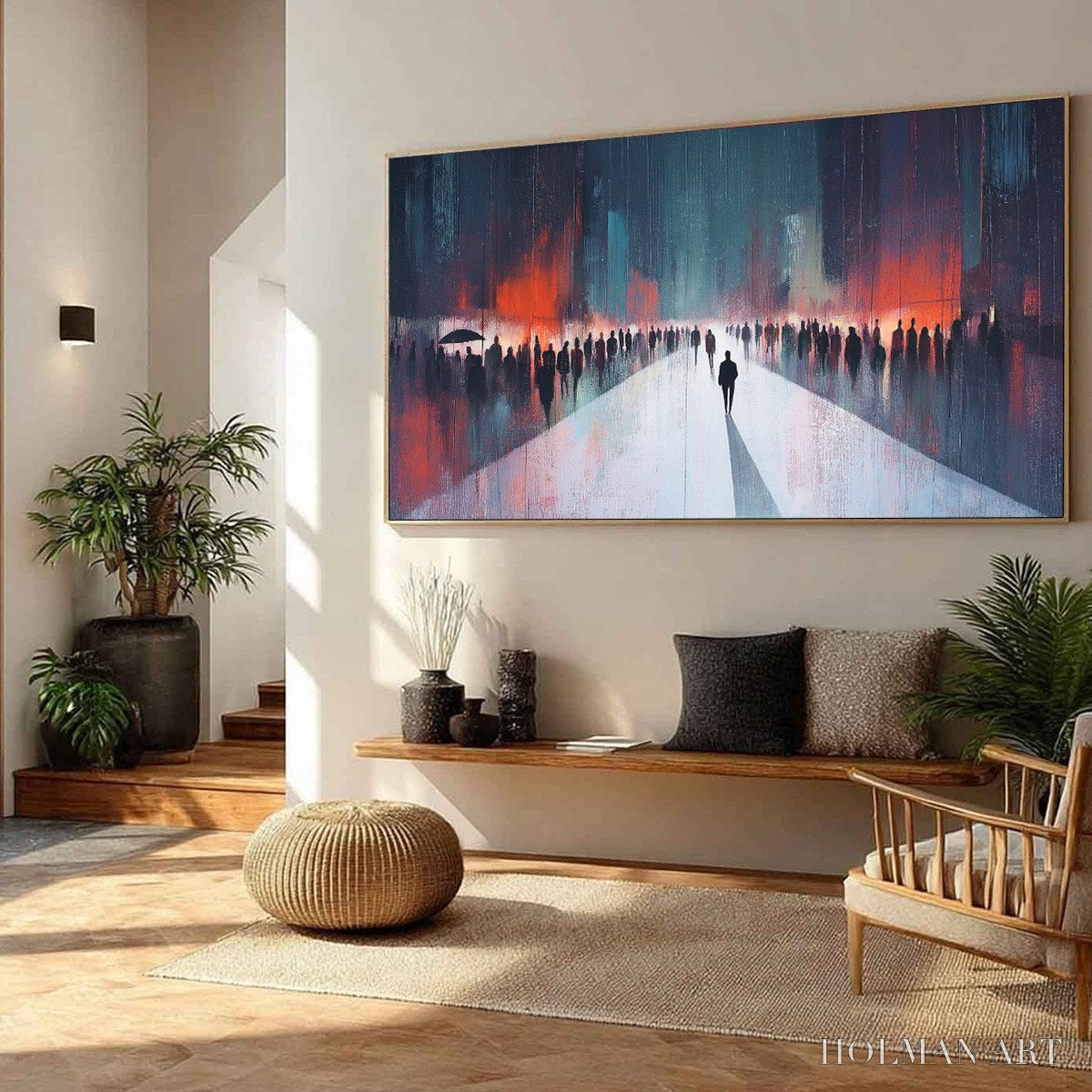HOLMAN ART Midnight Crossing – Minimalist Urban Cityscape Oil Painting - image 3