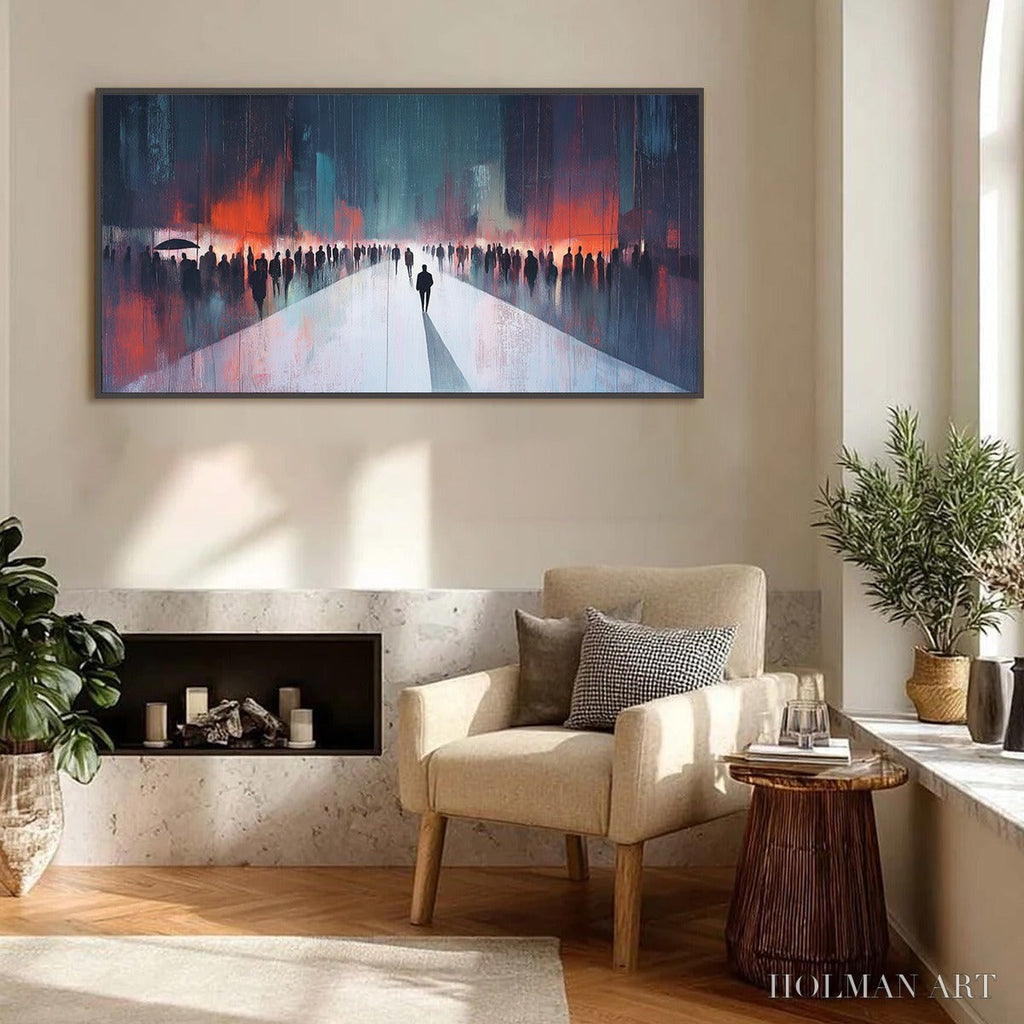 HOLMAN ART Midnight Crossing – Minimalist Urban Cityscape Oil Painting - image 4