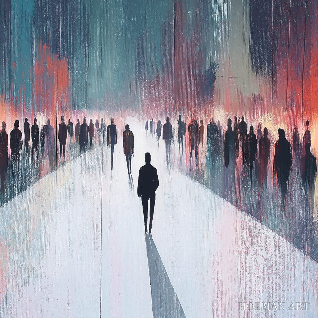HOLMAN ART Midnight Crossing – Minimalist Urban Cityscape Oil Painting - image 6