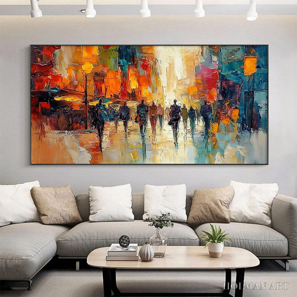 HOLMAN ART City Lights – Textured Impasto Cityscape Oil Painting - image 2
