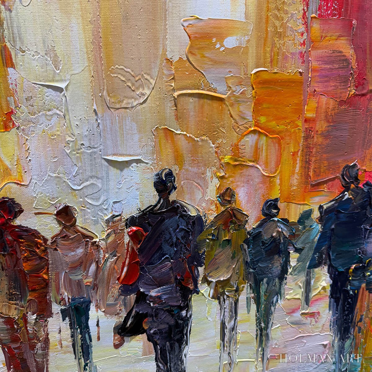 HOLMAN ART City Lights – Textured Impasto Cityscape Oil Painting - image 3