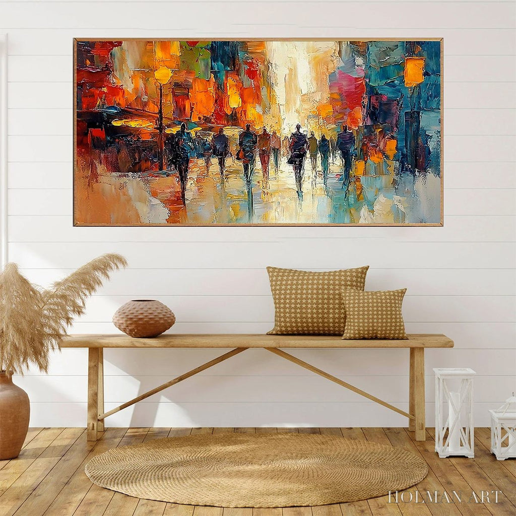 HOLMAN ART City Lights – Textured Impasto Cityscape Oil Painting - image 4