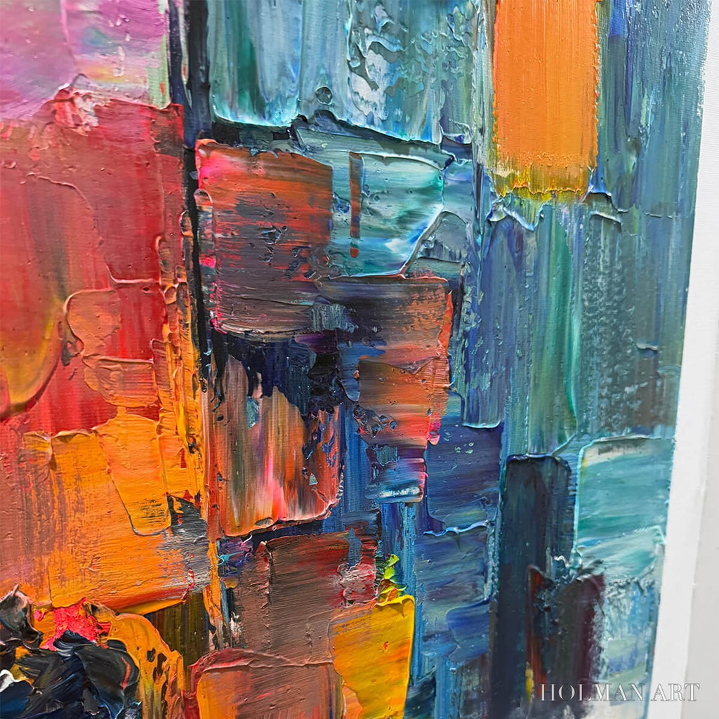 HOLMAN ART City Lights – Textured Impasto Cityscape Oil Painting - image 6