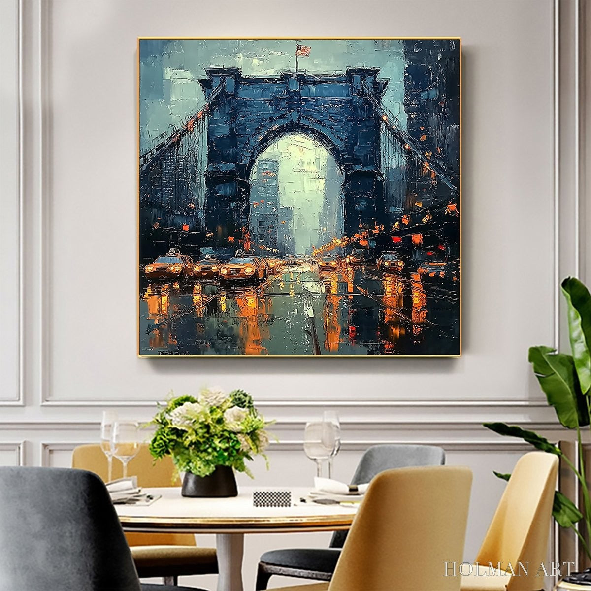 HOLMAN ART City Lights – Impressionistic Cityscape Oil Painting of Bridge - image 5