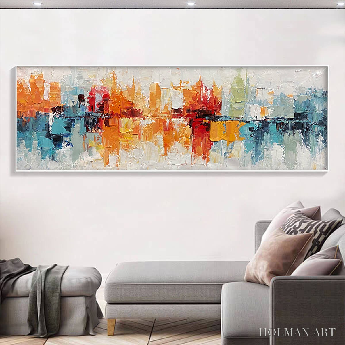 HOLMAN ART Urban Reflections – Abstract Cityscape Impasto Oil Painting - image 2
