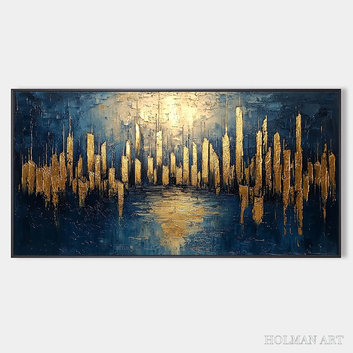 HOLMAN ART Golden Metropolis – Panoramic Cityscape Oil Painting - image 1
