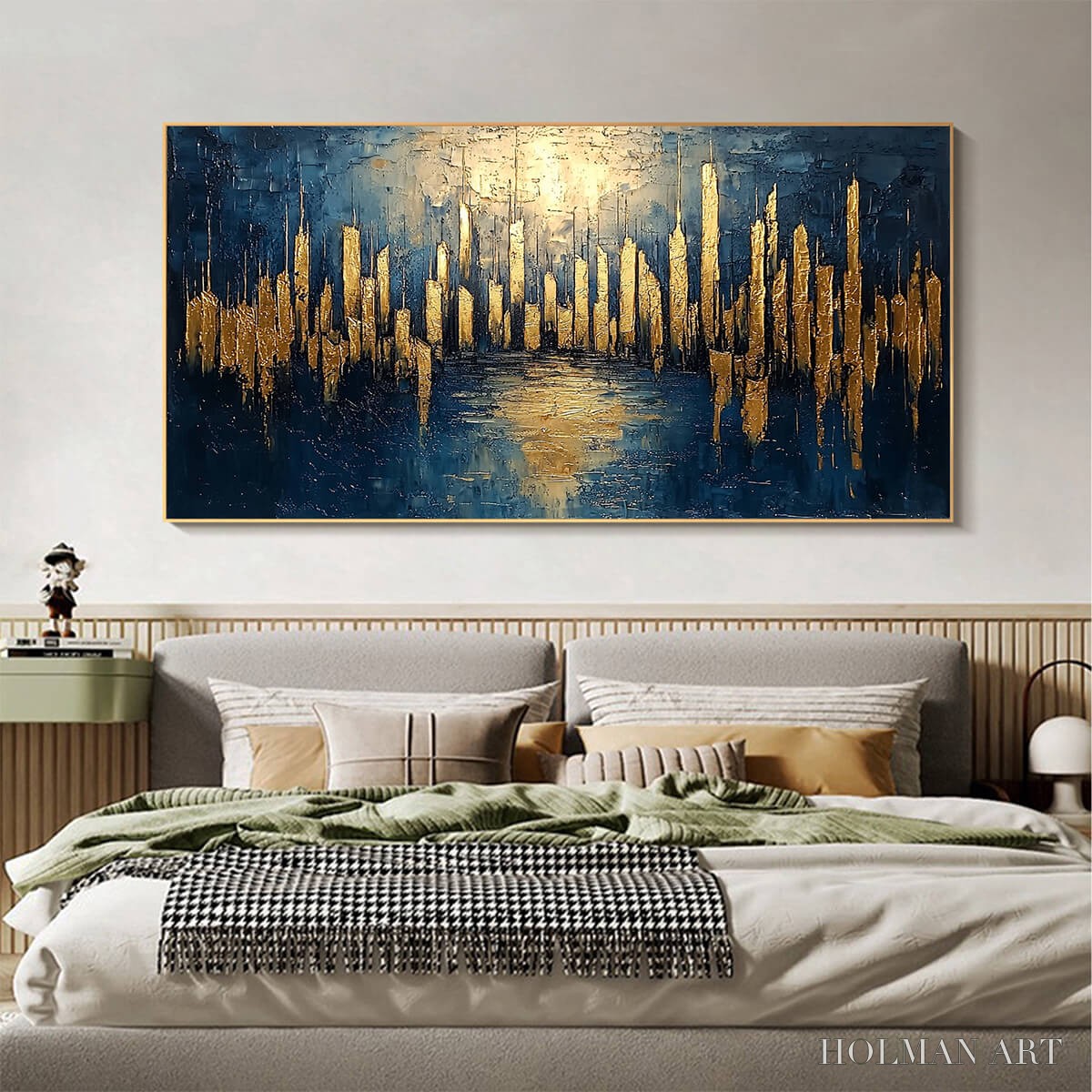 HOLMAN ART Golden Metropolis – Panoramic Cityscape Oil Painting - image 6
