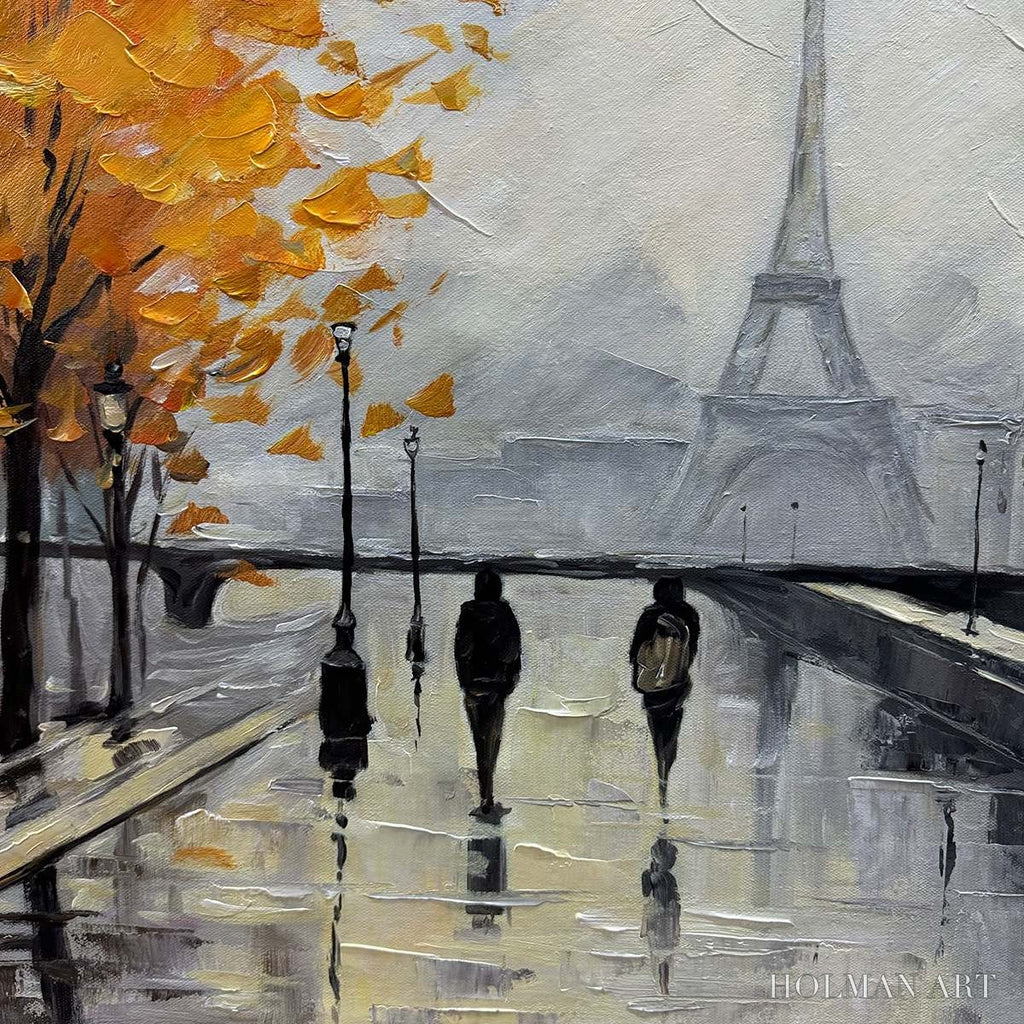 HOLMAN ART Parisian Rain – Textured Cityscape Oil Painting - image 3