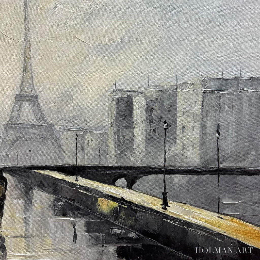 HOLMAN ART Parisian Rain – Textured Cityscape Oil Painting - image 5
