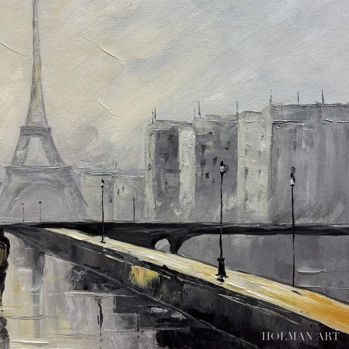HOLMAN ART Parisian Rain – Textured Cityscape Oil Painting - image 5