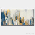 HOLMAN ART Golden Metropolis – Abstract Cityscape Oil Painting in Gold and Blue - image 1