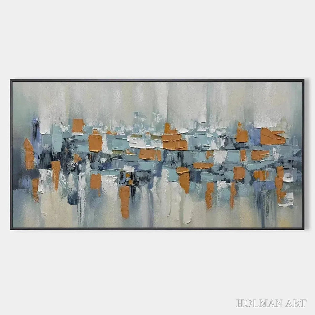 HOLMAN ART Urban Abstract – Textured Abstract Painting, Modern , Panoramic Canvas, Office Decor - image 1