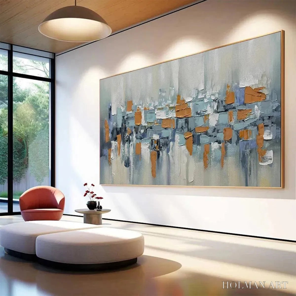 HOLMAN ART Urban Abstract – Textured Abstract Painting, Modern , Panoramic Canvas, Office Decor - image 2