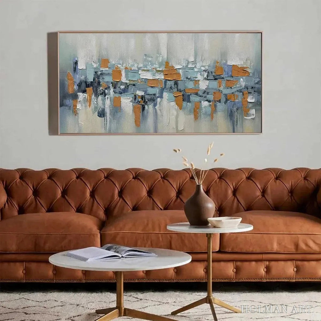 HOLMAN ART Urban Abstract – Textured Abstract Painting, Modern , Panoramic Canvas, Office Decor - image 6