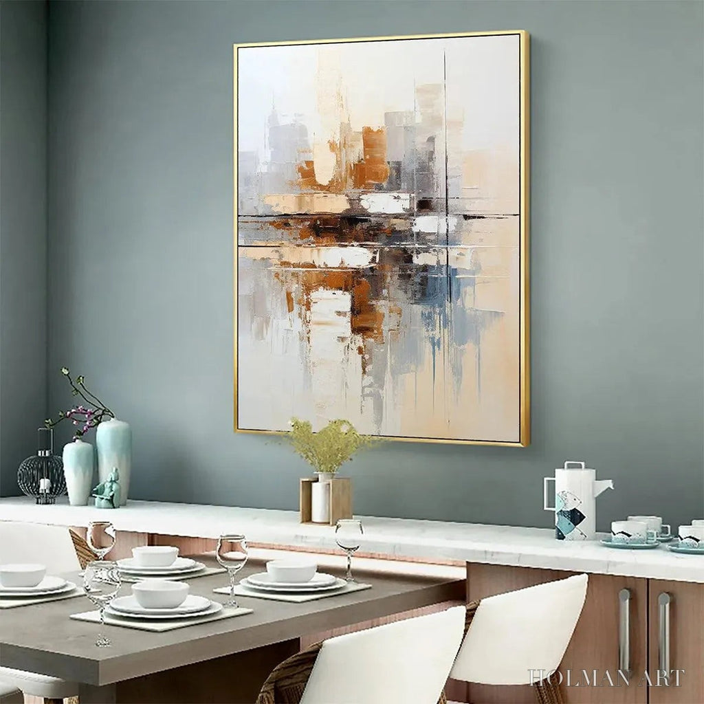 HOLMAN ART Urban Abstract – Beige Abstract Painting, Modern , Textured Canvas, Vertical Artwork - image 5