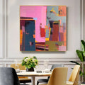 HOLMAN ART Pink and Green Urban Abstract – Colorful Abstract City Painting, Square - image 2