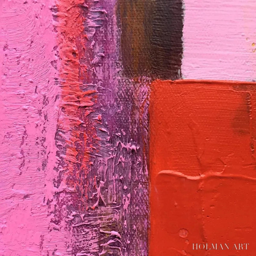 HOLMAN ART Pink and Green Urban Abstract – Colorful Abstract City Painting, Square - image 4