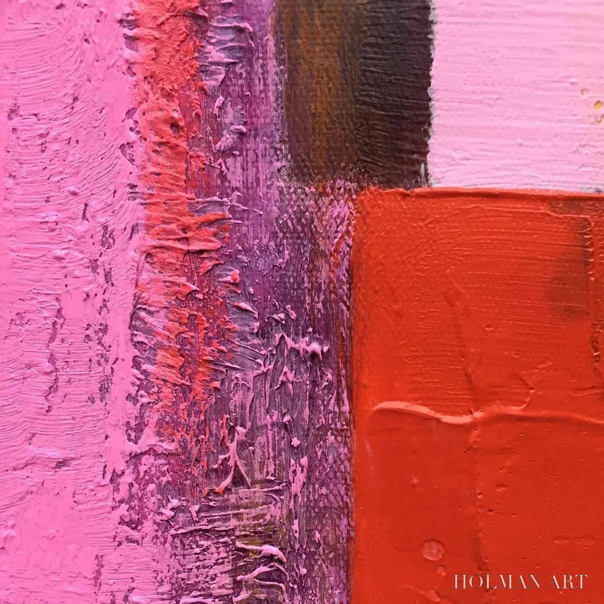 HOLMAN ART Pink and Green Urban Abstract – Colorful Abstract City Painting, Square - image 4