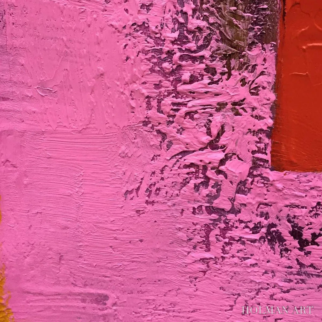 HOLMAN ART Pink and Green Urban Abstract – Colorful Abstract City Painting, Square - image 6