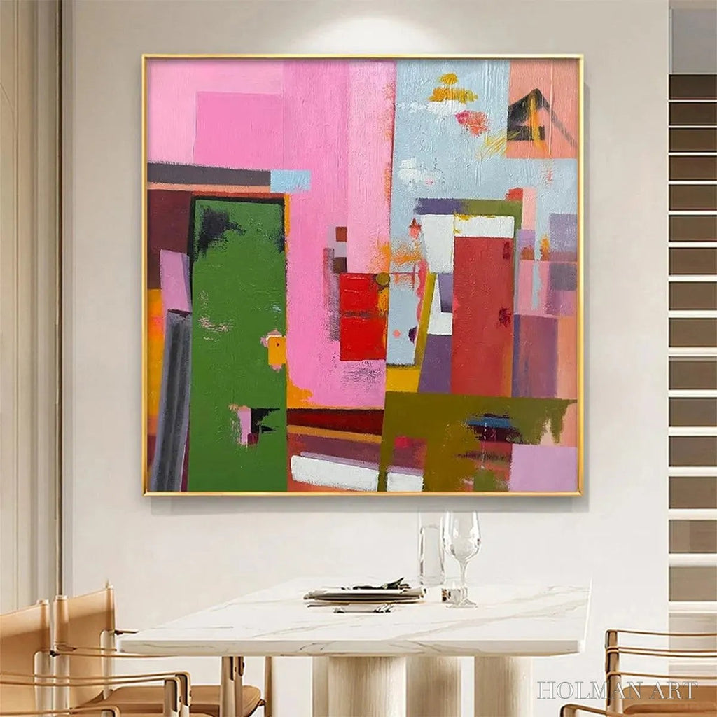 HOLMAN ART Abstract Urban Scene – Colorful Abstract City Painting, Square - image 2