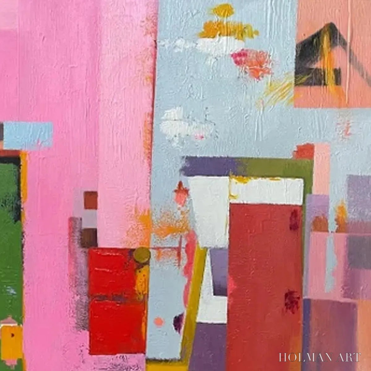 HOLMAN ART Abstract Urban Scene – Colorful Abstract City Painting, Square - image 3