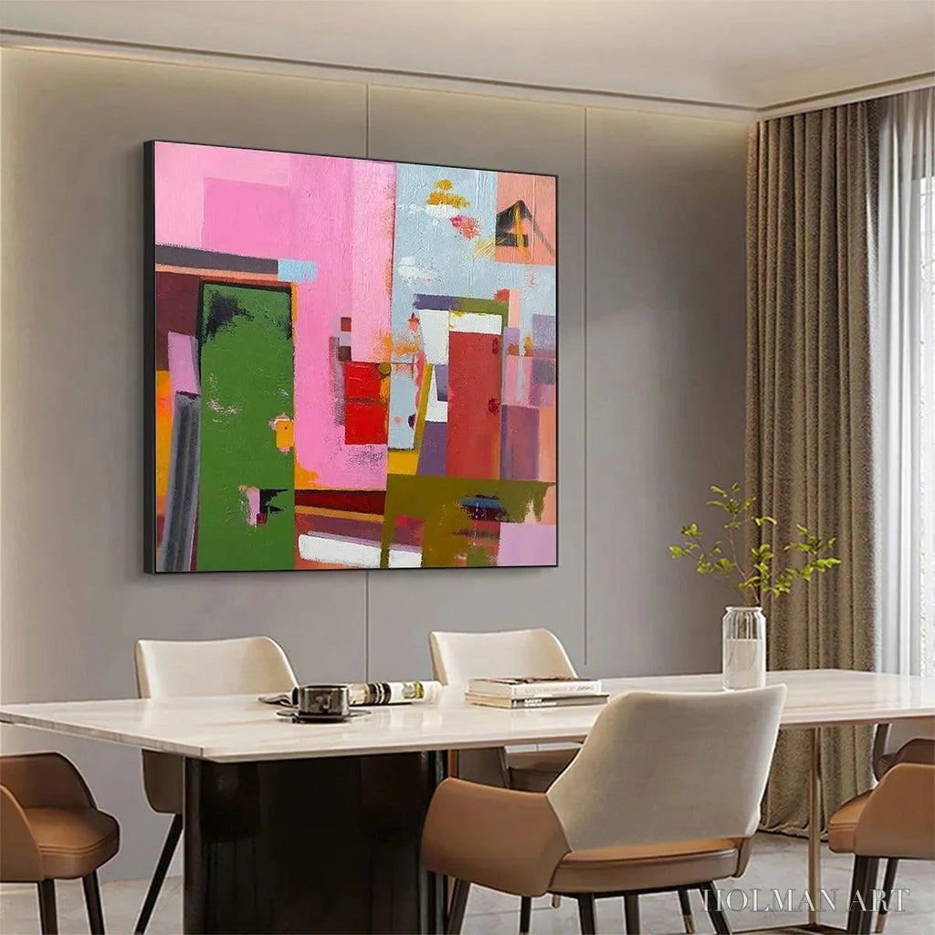 HOLMAN ART Abstract Urban Scene – Colorful Abstract City Painting, Square - image 4