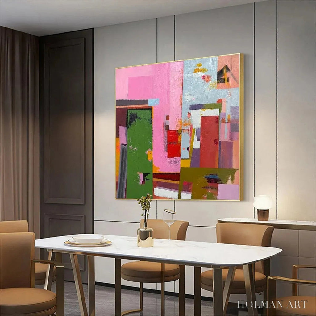 HOLMAN ART Abstract Urban Scene – Colorful Abstract City Painting, Square - image 5