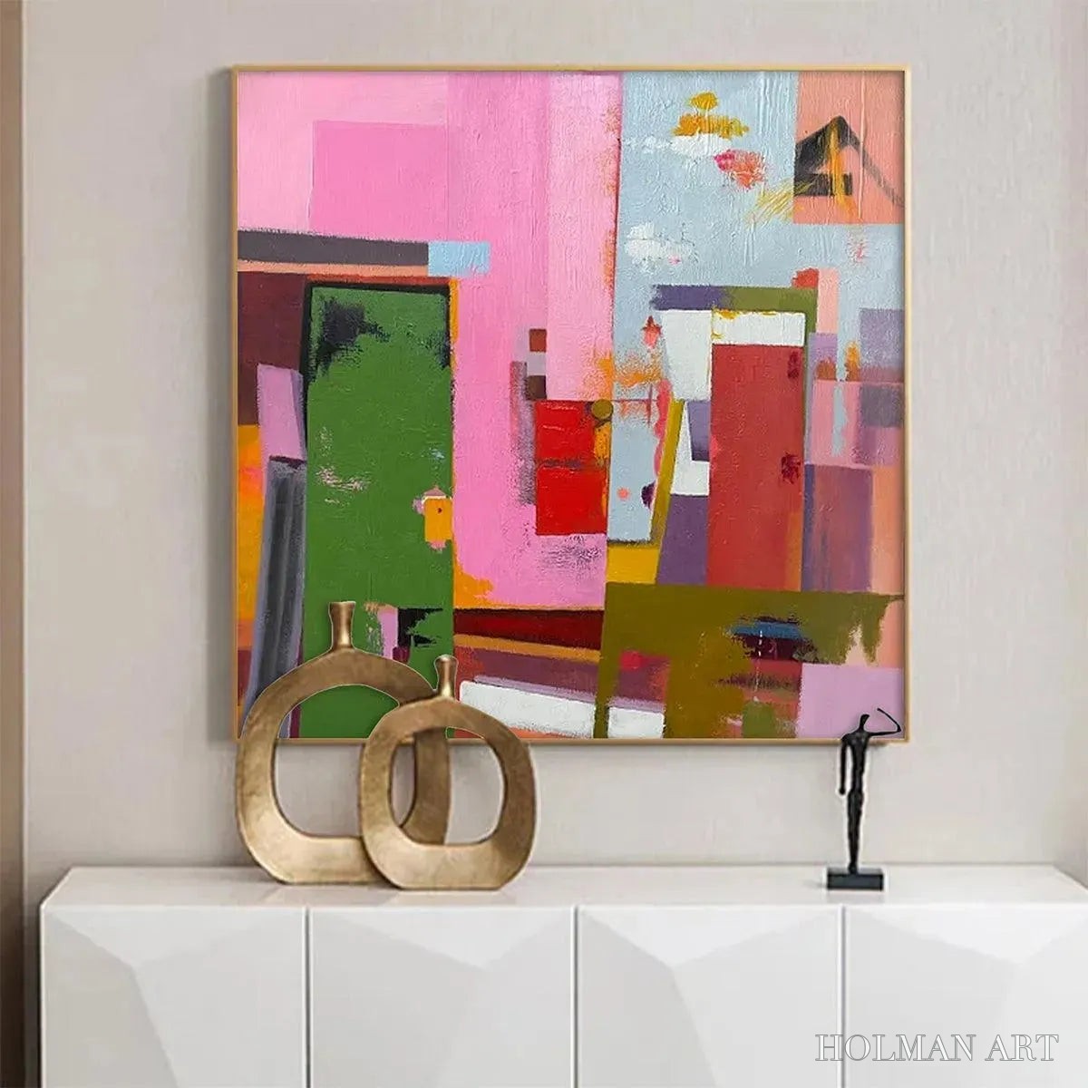 HOLMAN ART Abstract Urban Scene – Colorful Abstract City Painting, Square - image 6