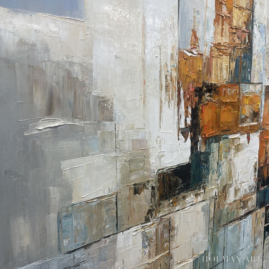 HOLMAN ART Abstract Cityscape – Textured Geometric Abstract Painting, Square - image 3