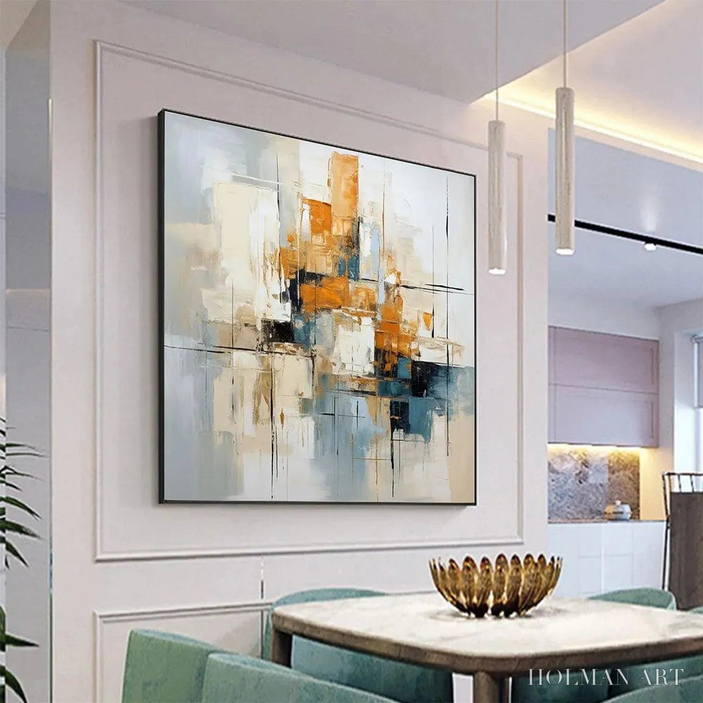 HOLMAN ART Abstract Cityscape – Textured Geometric Abstract Painting, Square - image 4