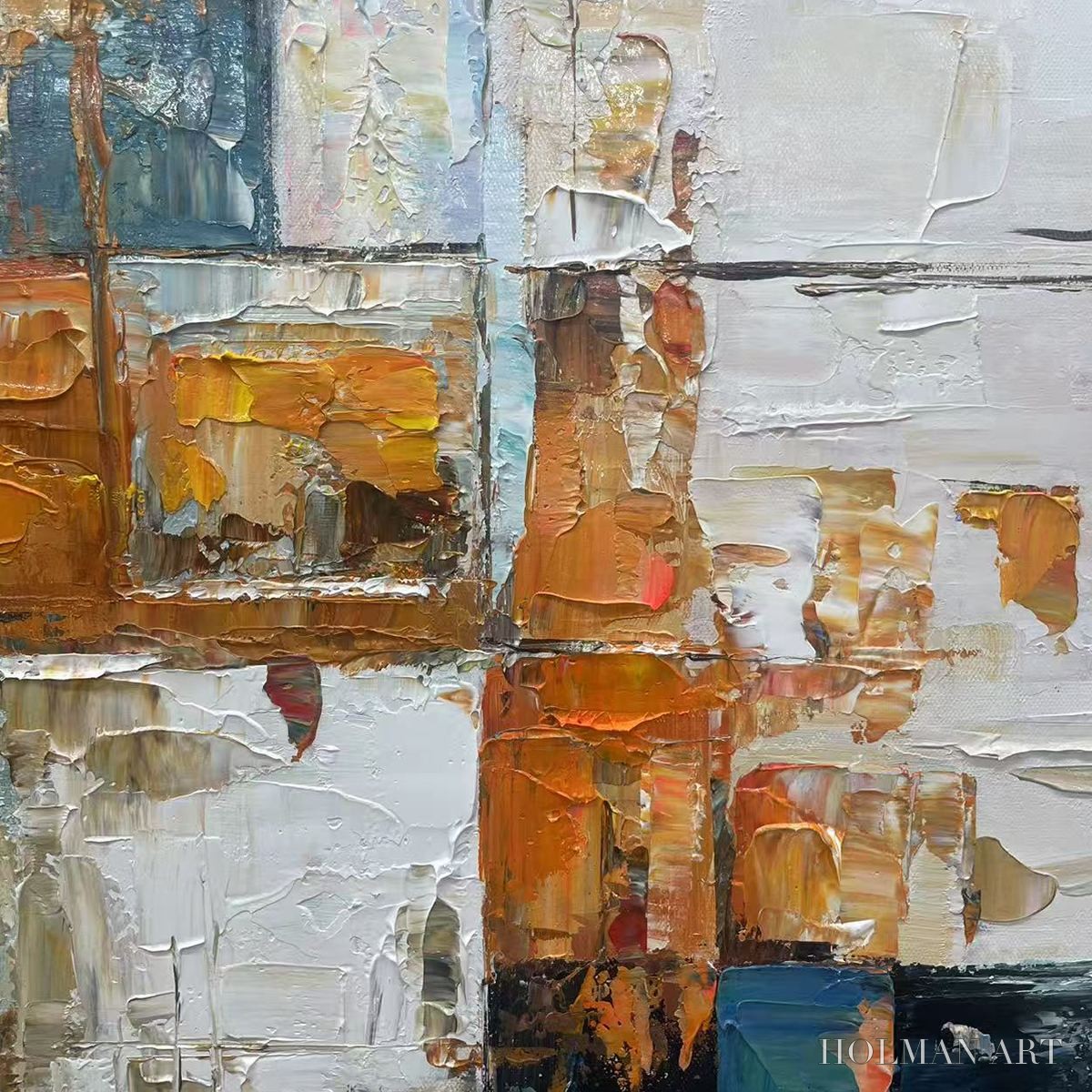 HOLMAN ART Abstract Cityscape – Textured Geometric Abstract Painting, Square - image 6