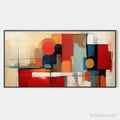 HOLMAN ART Urban Geometry – Minimalist Abstract Painting in Red and Gold - image 1