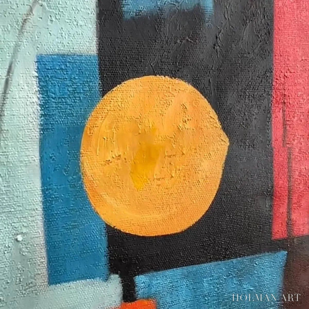 HOLMAN ART Urban Geometry – Minimalist Abstract Painting in Red and Gold - image 3