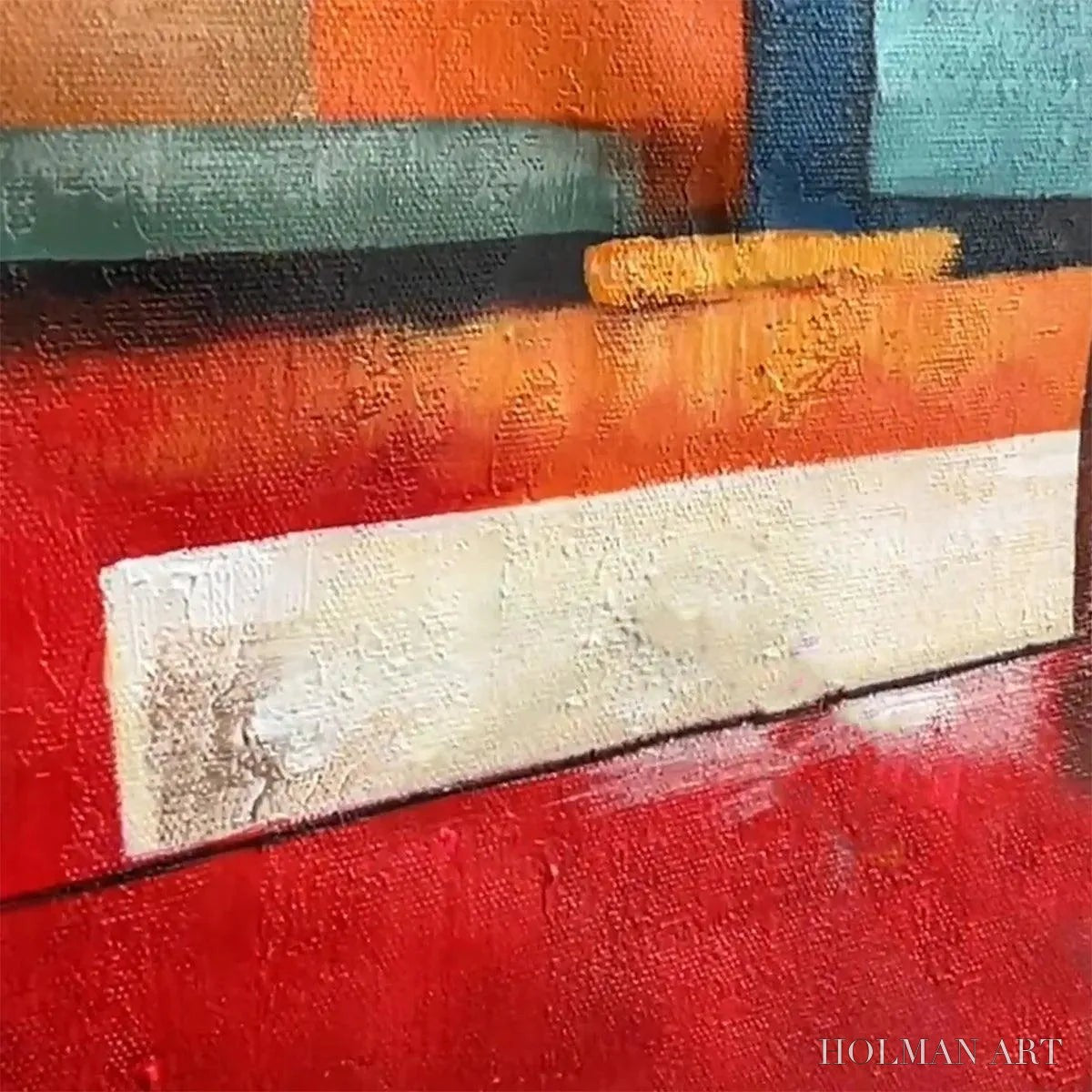 HOLMAN ART Urban Geometry – Minimalist Abstract Painting in Red and Gold - image 5